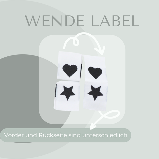 Herz und Stern Weiß Web Label gewebt Eigenproduktion