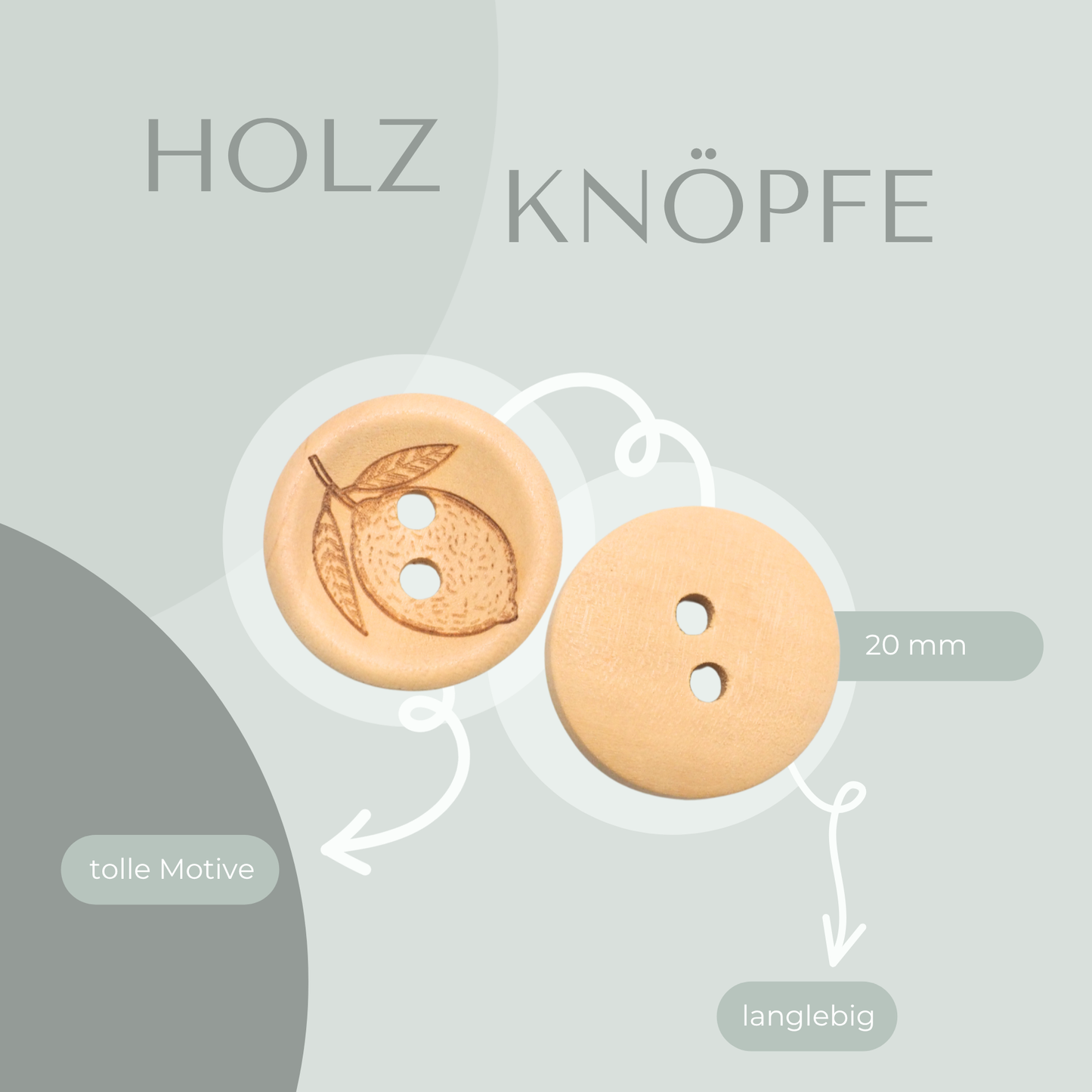 Eigenproduktion Holzknopf Zitrone 20mm