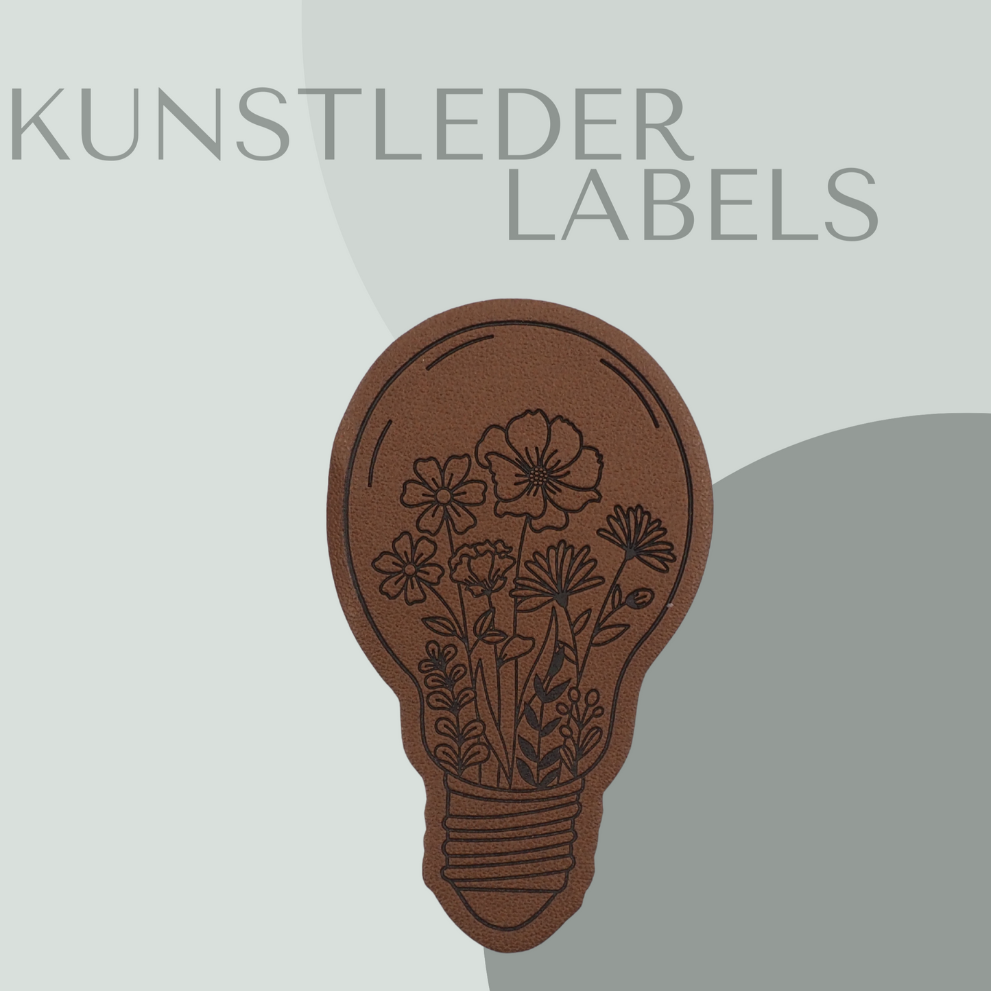 Kunstleder Label in Form einer Glühbirne in braun