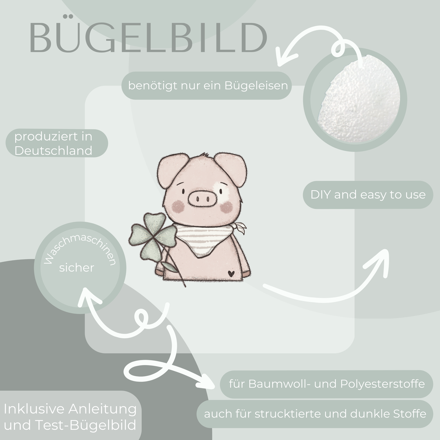 Schwein Mini- Bügelbild Eigenproduktion