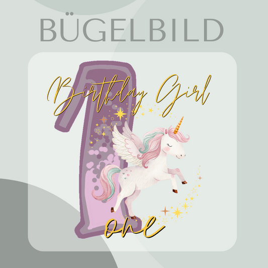 Geburtstags Bügelbild mit einem Einhorn 