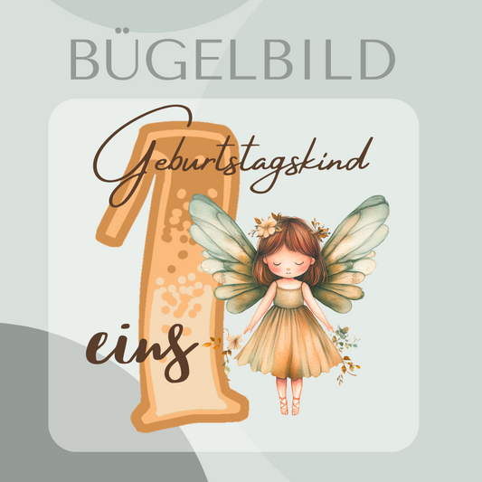Geburtstags bügelbild - gelbe Fee 