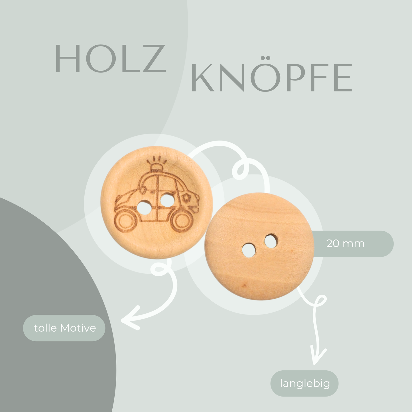 Eigenproduktion Holzknopf Polizeiauto  20mm