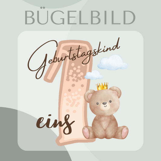 Geburtstag Bügelbild mit einem Teddy 