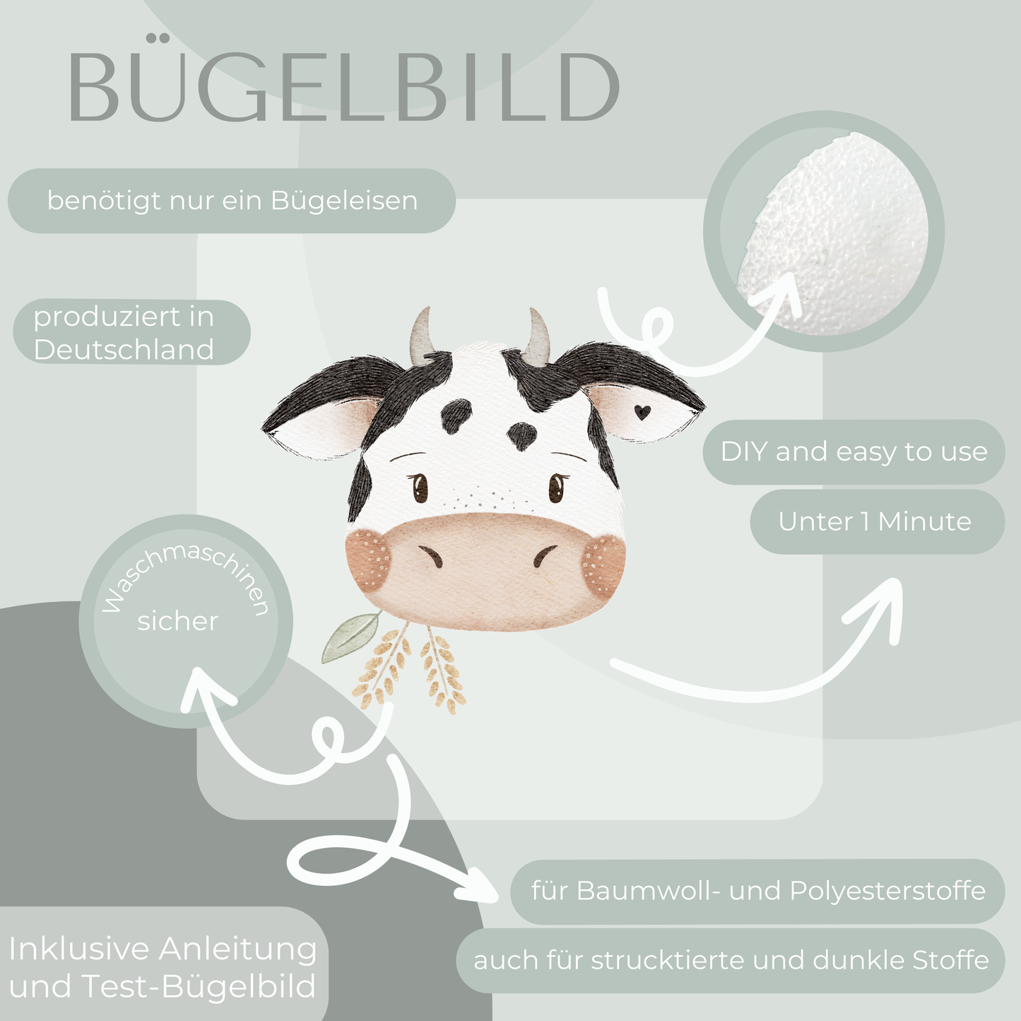 Kuh Maxi- Bügelbild Eigenproduktion