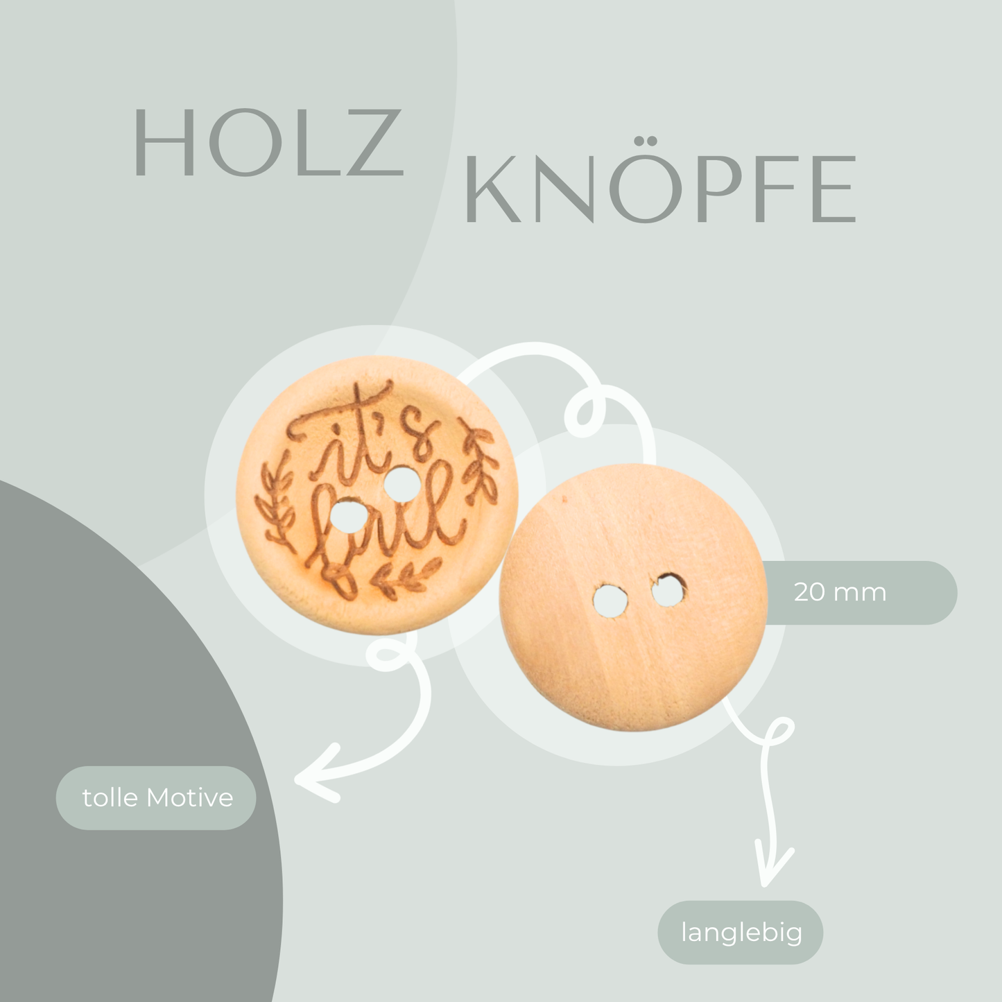 Eigenproduktion Holzknopf "it's fall"  20mm