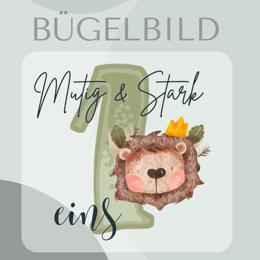 Geburtstags Bügelbild mit dem Motiv Löwe
