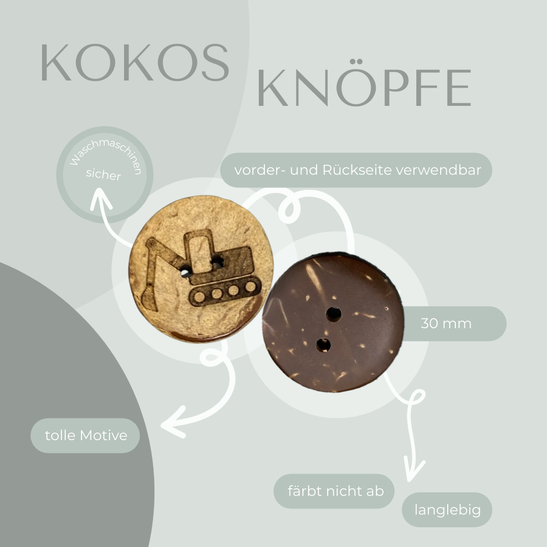 Eigenproduktion Kokosknopf Bagger 30mm