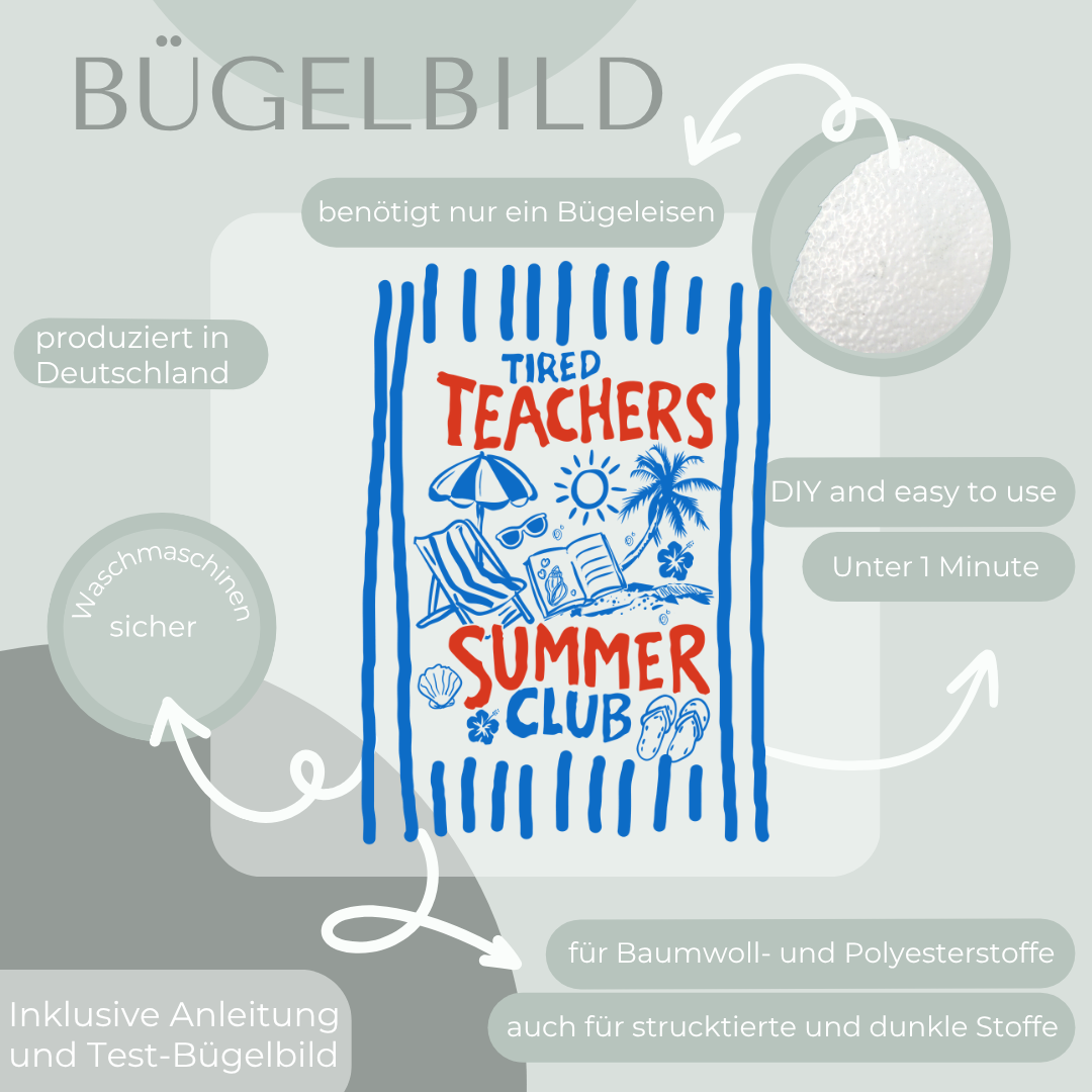 Teacher Summer Club Bügelbild Eigenproduktion