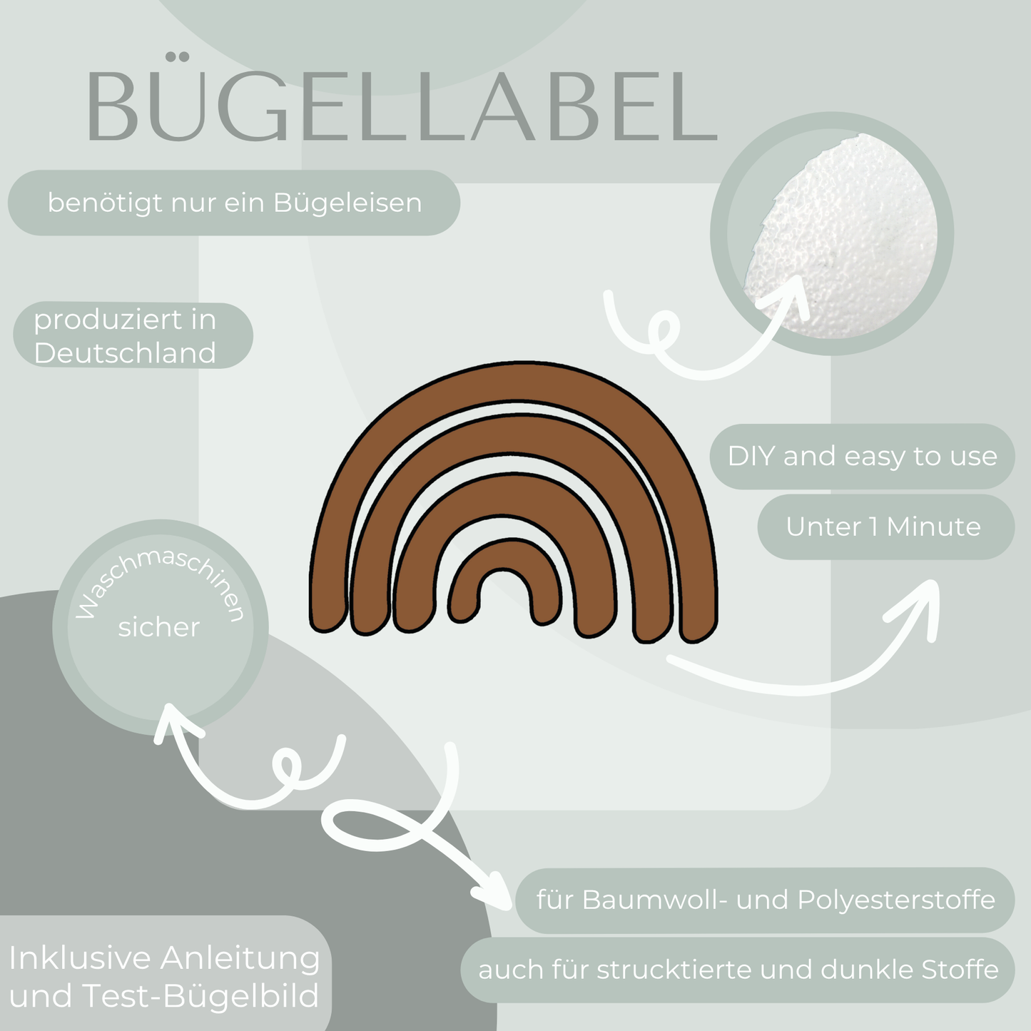 Regenbogen Mini Bügel Label Bügellabel Eigenproduktion
