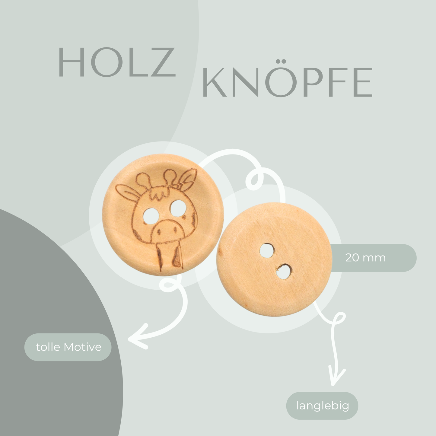 Eigenproduktion Holzknopf Giraffe 20mm