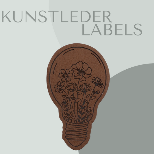 Glühbirne Kunstlederlabel Kunstleder Label Eigenproduktion