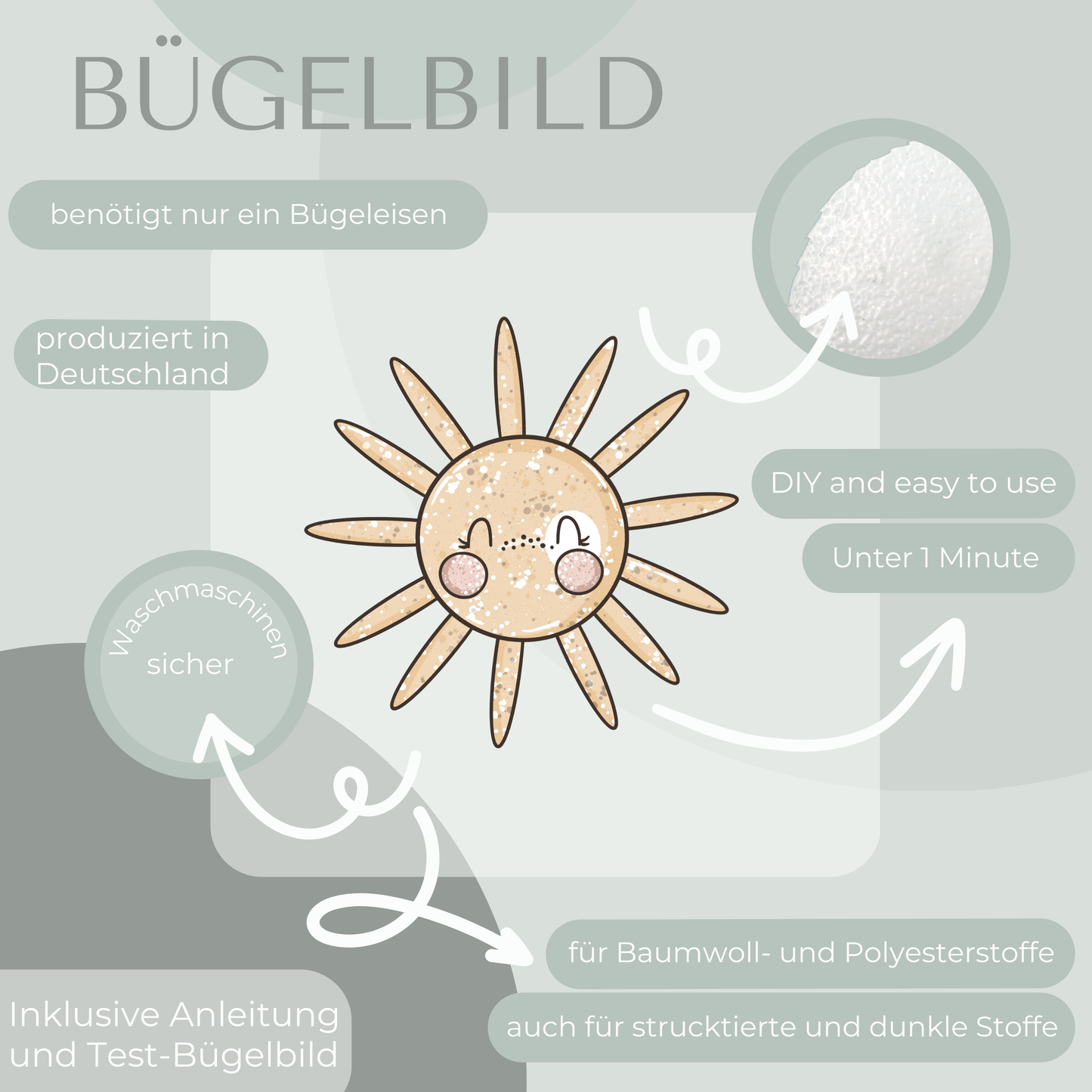 Sonne Mini- Bügelbild Eigenproduktion