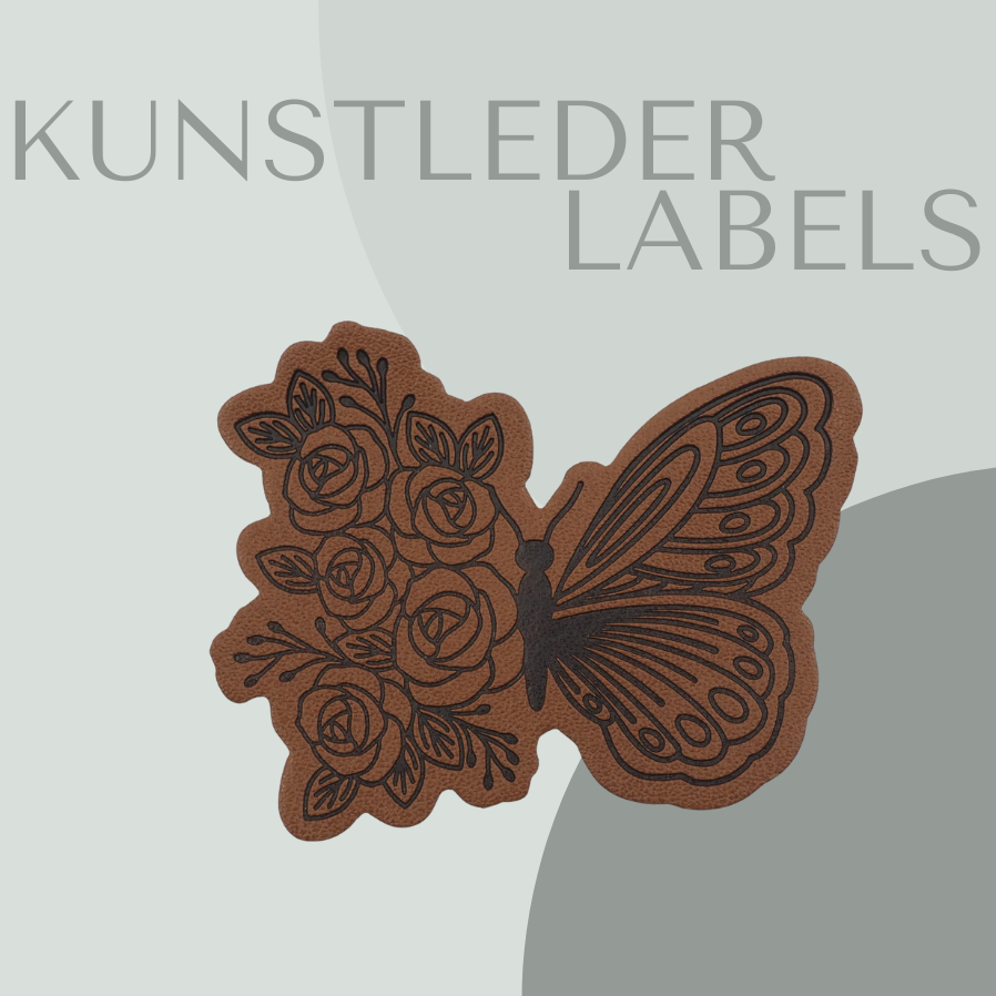 Schmetterling Kunstlederlabel Kunstleder Label Eigenproduktion