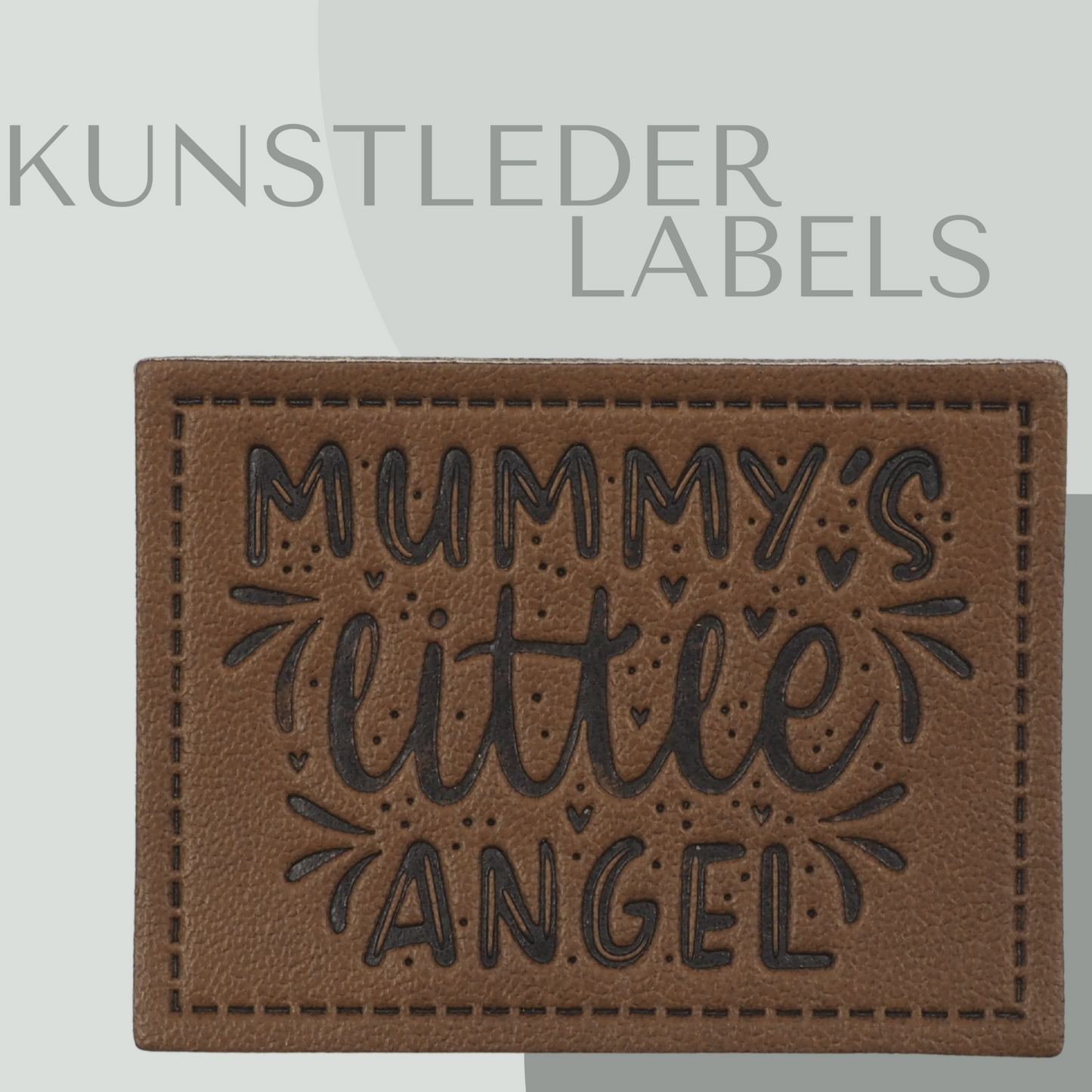 Kunstleder Label eckig in braun mit der Aufschrift "Mummy's little angel"