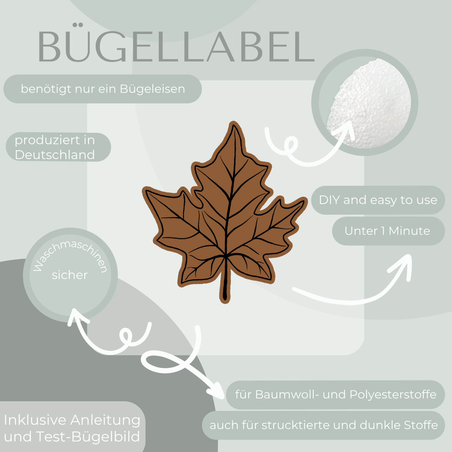 Ahornblatt Bügel-Label Bügellabel Eigenproduktion