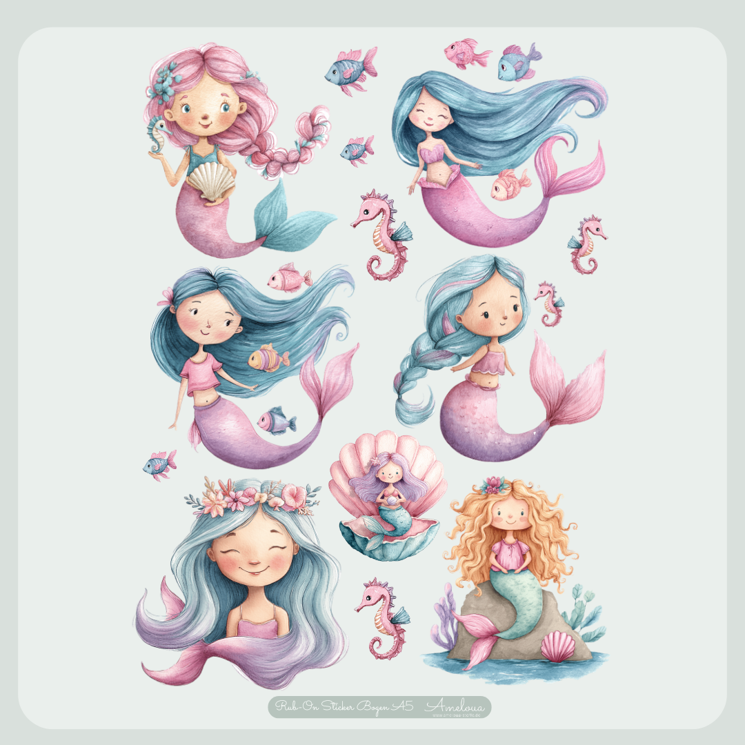 Meerjungfrau Rub-On Sticker Set