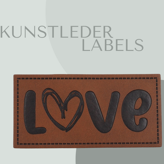 Kunstleder Label eckig mit der Aufschrift "love"