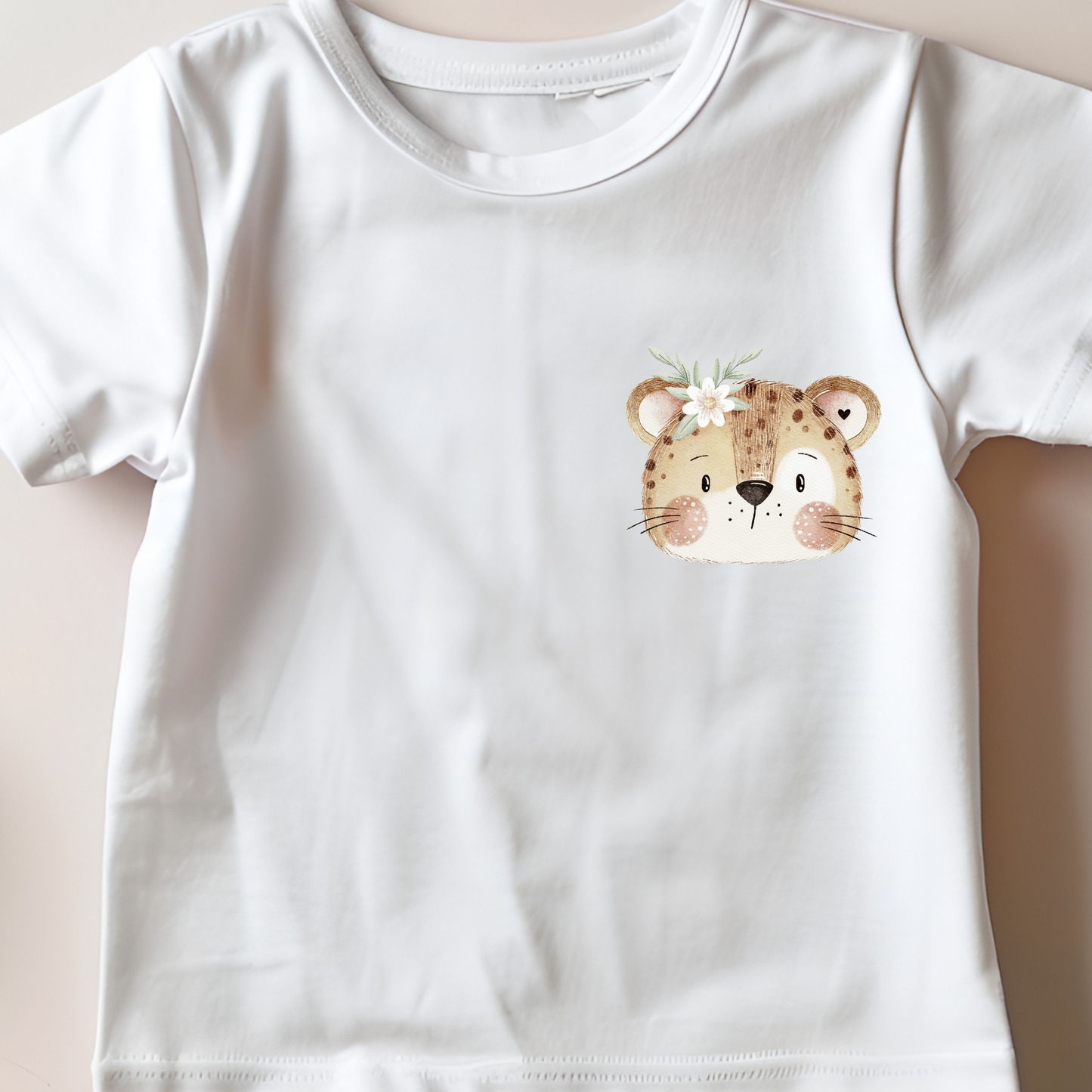 Leopard mit Blumen Mini- Bügelbild Eigenproduktion