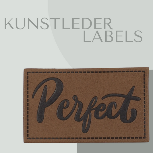 Kunstleder Label eckig in braun mit der Aufschrift "Perfect"
