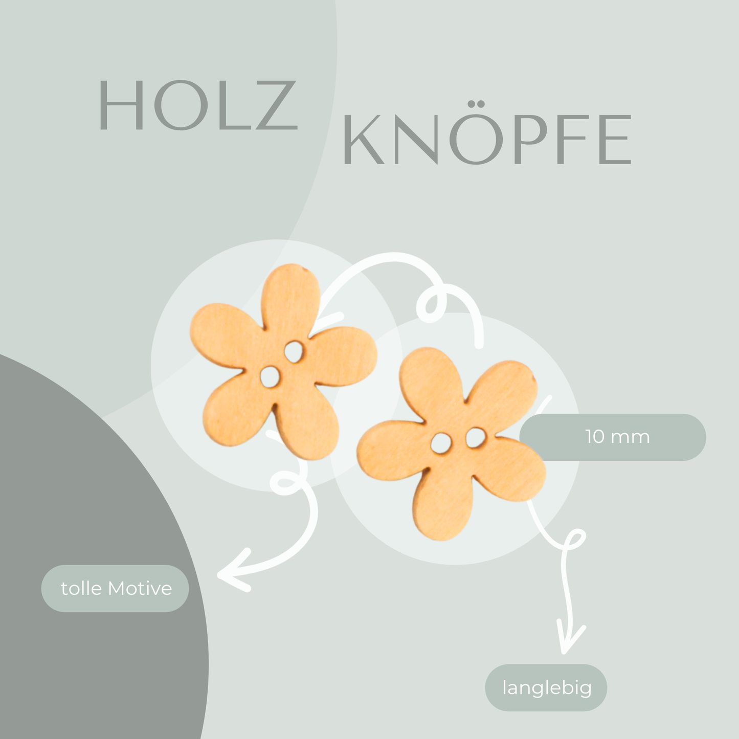 Holzknopf Blume 10mm