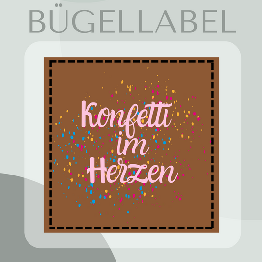 Bügellabel Konfetti im Herzen