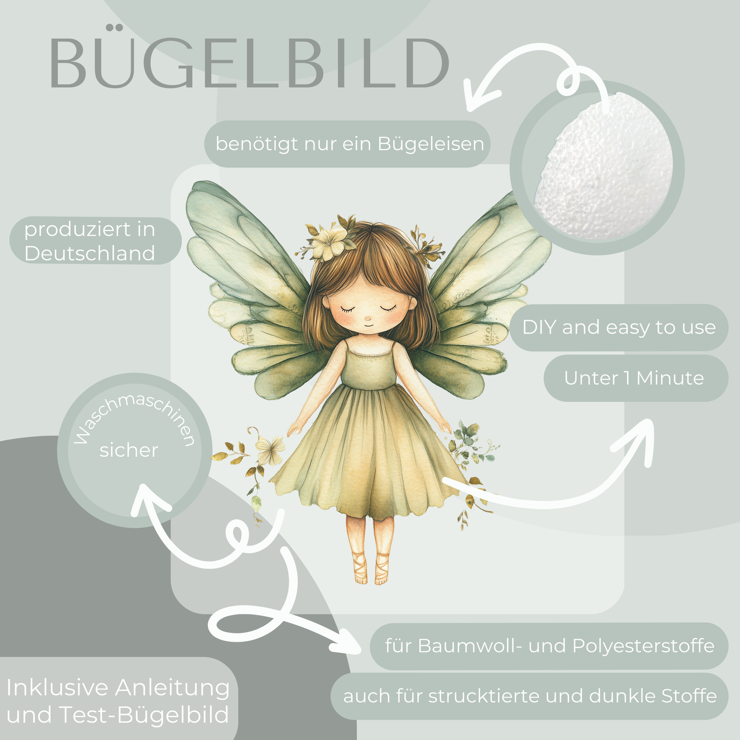 Fee grün gelb 2  Bügelbild Eigenproduktion