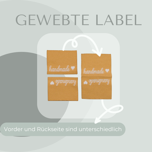 handmade Beige Web Label gewebt Eigenproduktion