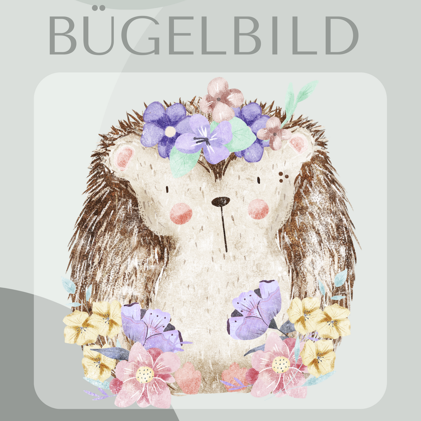 Bügelbild Igel floral