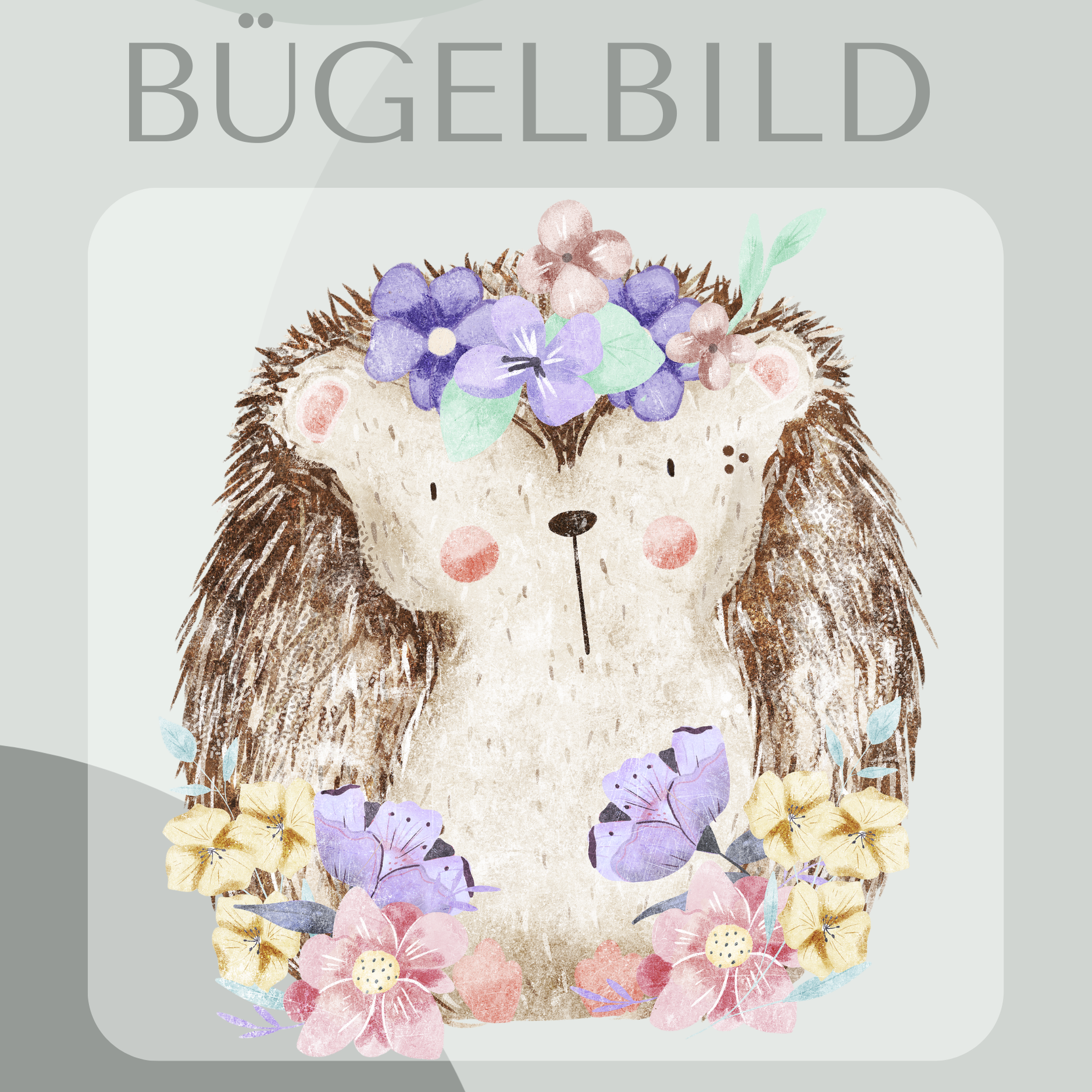 Bügelbild Igel floral