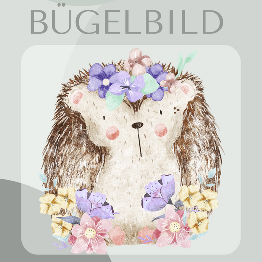 Bügelbild Igel floral