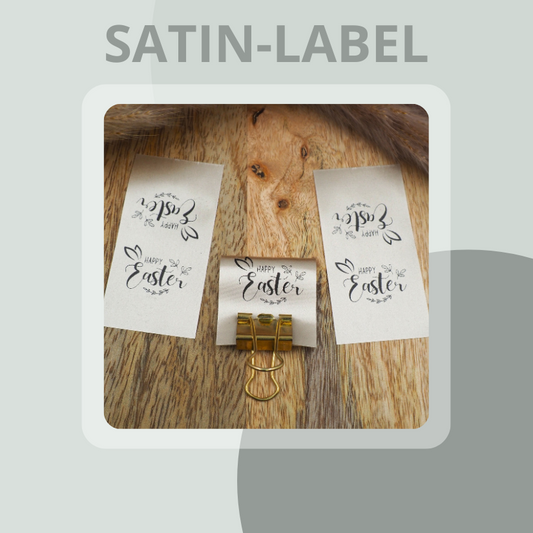 Happy Easter Satin-Label in Beige Eigenproduktion