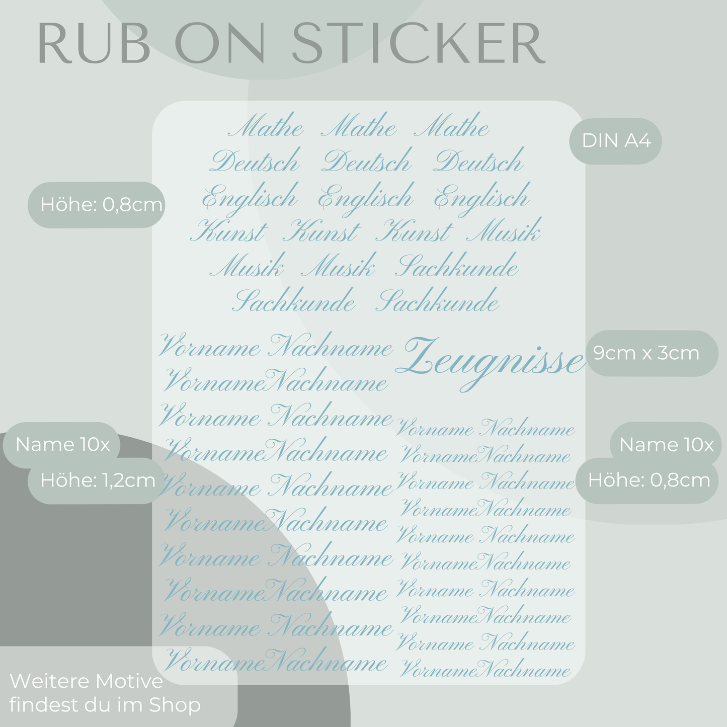 Meerjungfrau I Rub-On Sticker Set personalisierbar
