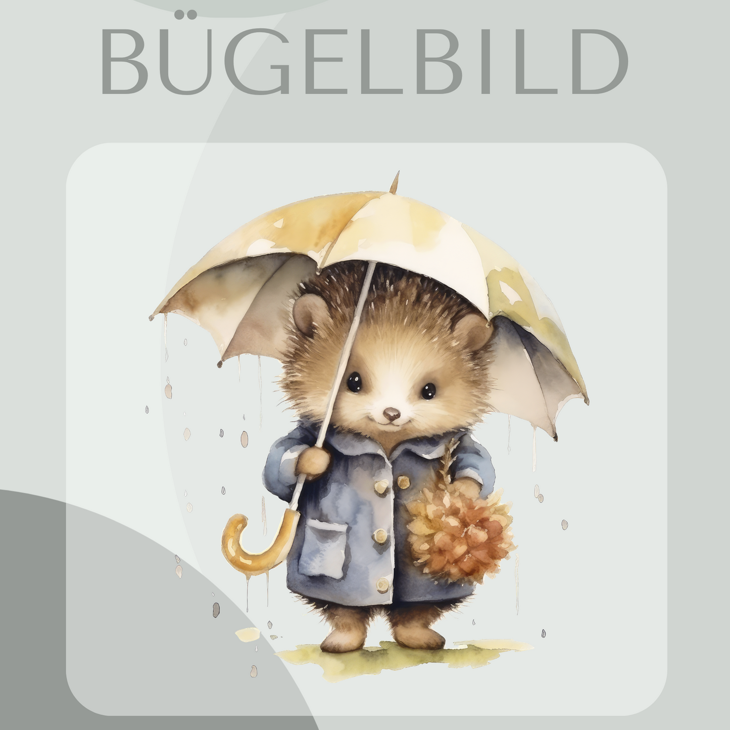 Igel mit Regenschirm