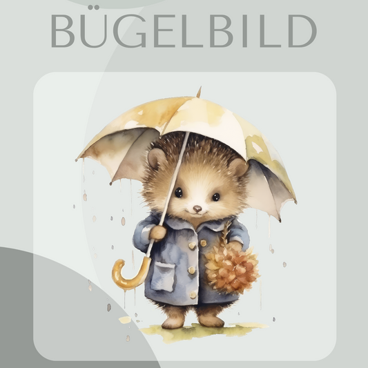 Igel mit Regenschirm