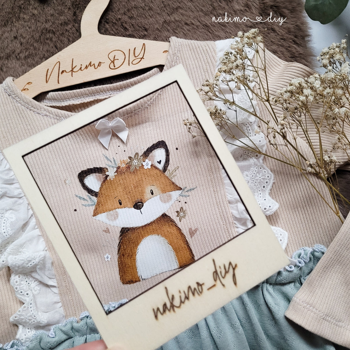 Fuchs mit Blumen - Bügel-Bild Bügelbild Eigenproduktion