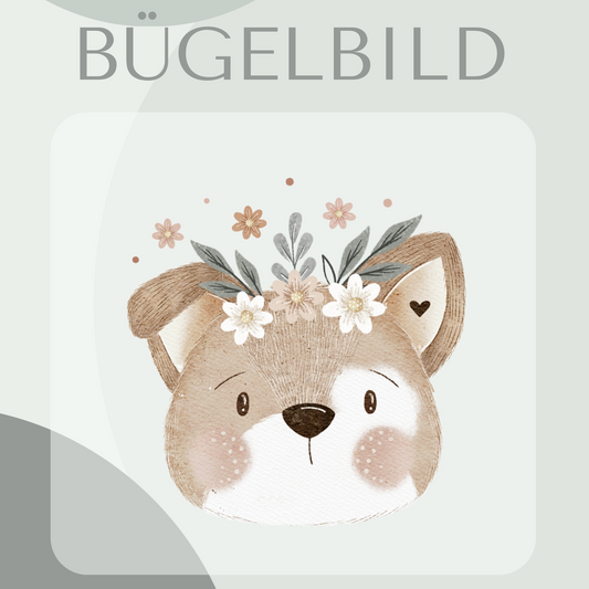 Bügelbild Hund floral