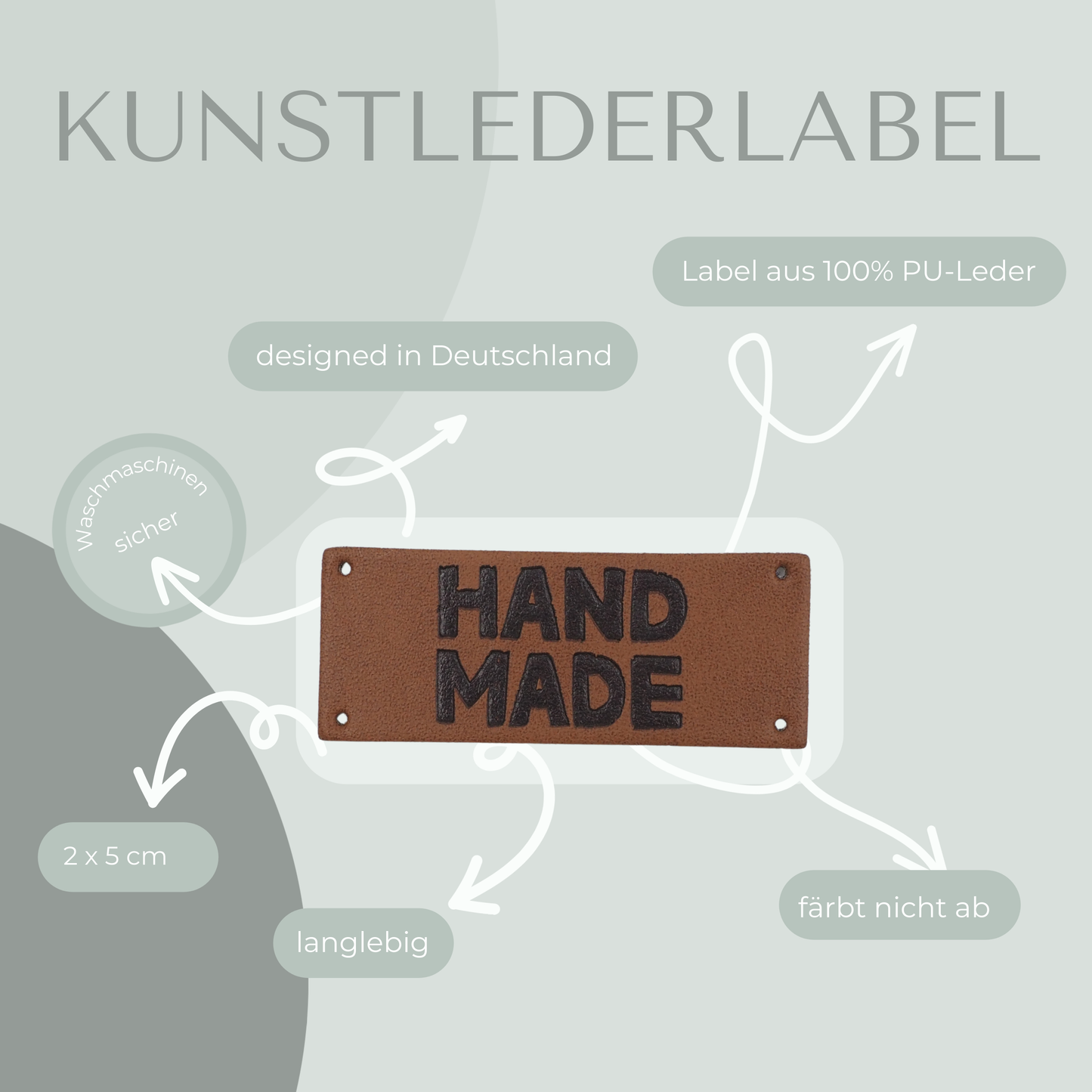 HAND MADE Kunstlederlabel Kunstleder Label Eigenproduktion