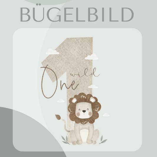 Bügelbild Geburtstagszahl 1 mit Löwe 
