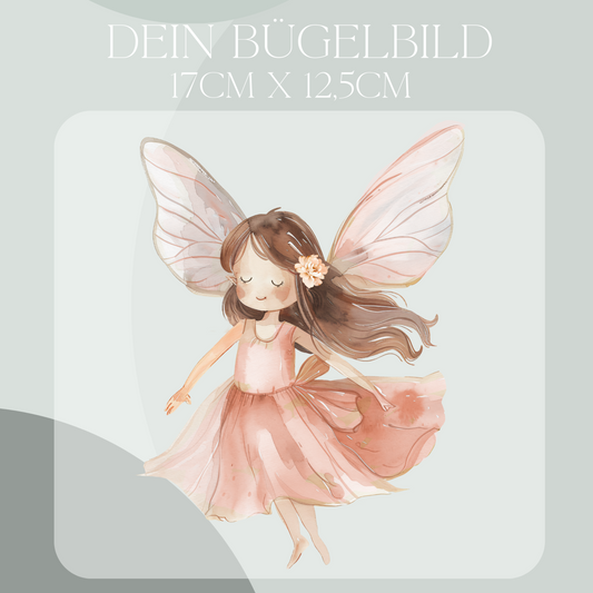 Bügelbild mit Fee in rosa