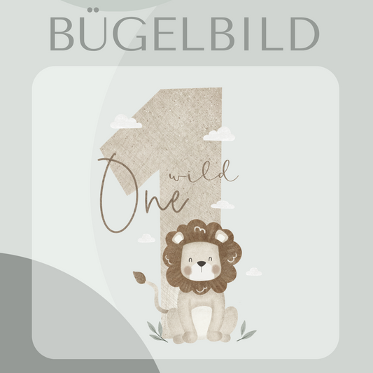 Bügelbild Geburtstagszahl 1 mit Löwe 