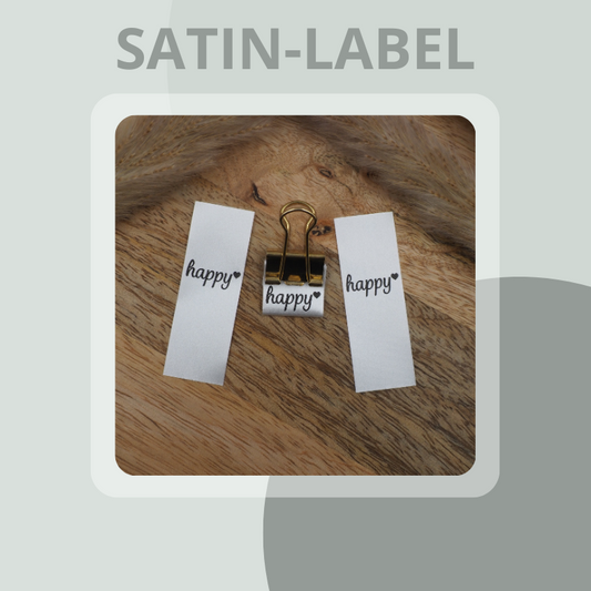 happy Weiß Satin-Label Satin Eigenproduktion