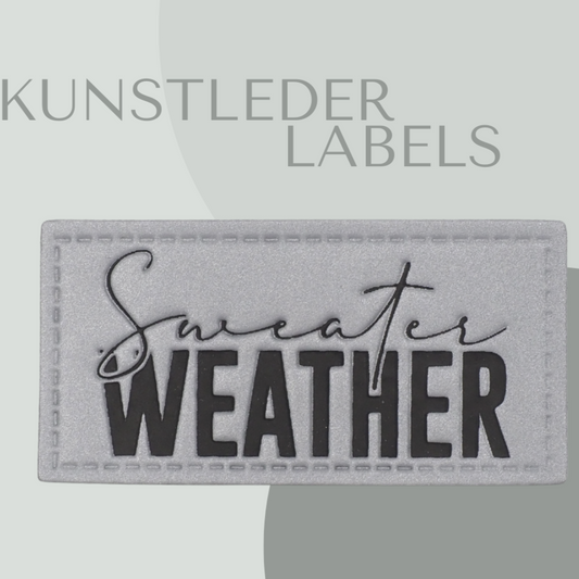 reflektierendes Kunstleder Label eckig mit der Aufschrift "weather"