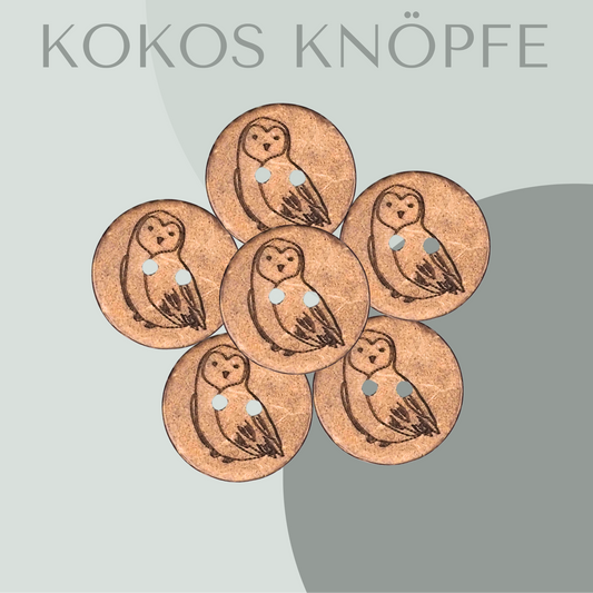 Eigenproduktion Kokosknopf Eule 20mm