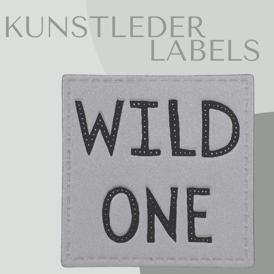 reflektierendes Kunstleder Label eckig mit der Aufschrift "wild one"
