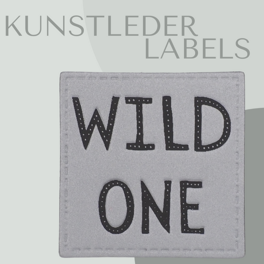 reflektierendes Kunstleder Label eckig mit der Aufschrift "wild one"
