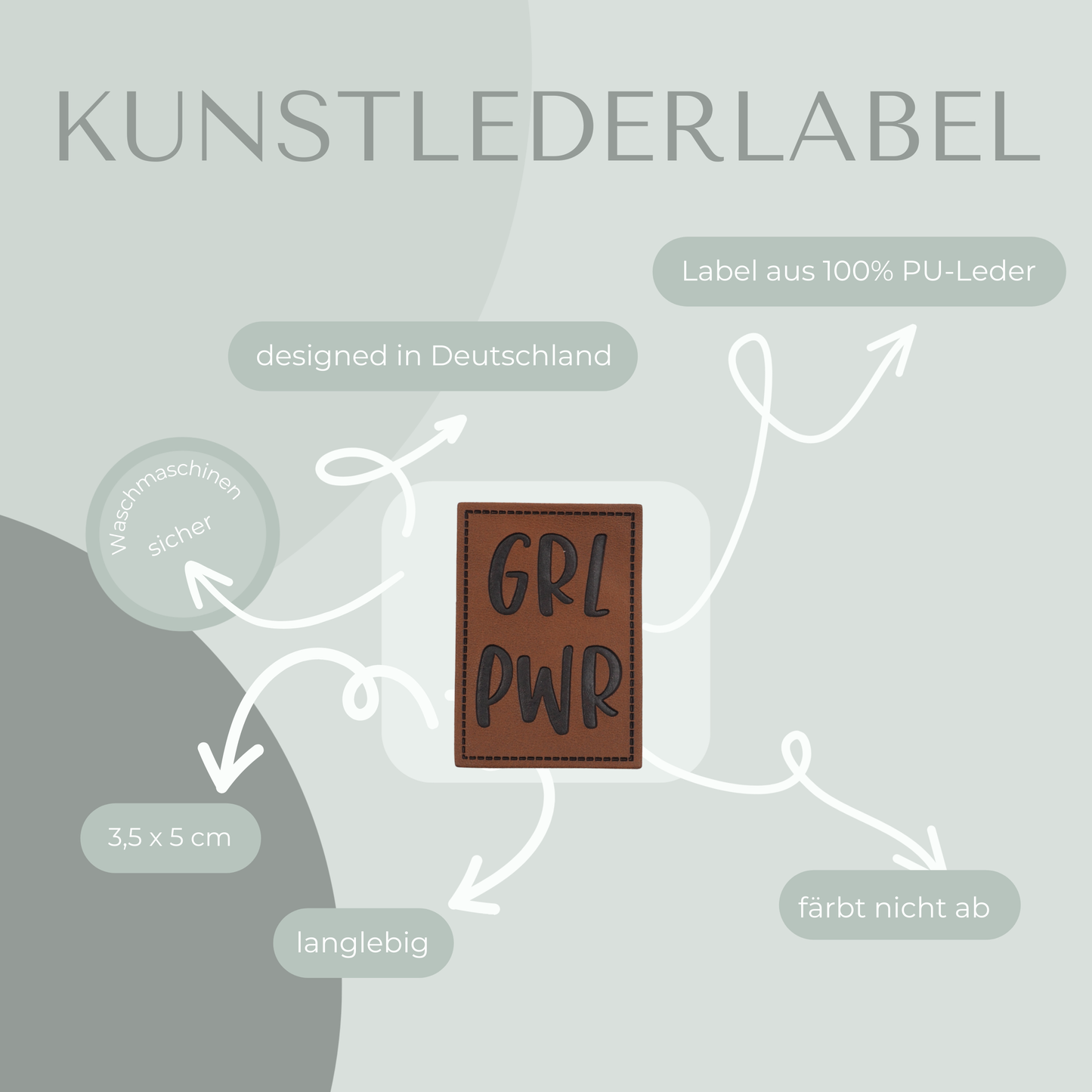 GRL PWR Kunstlederlabel Kunstleder Label Eigenproduktion