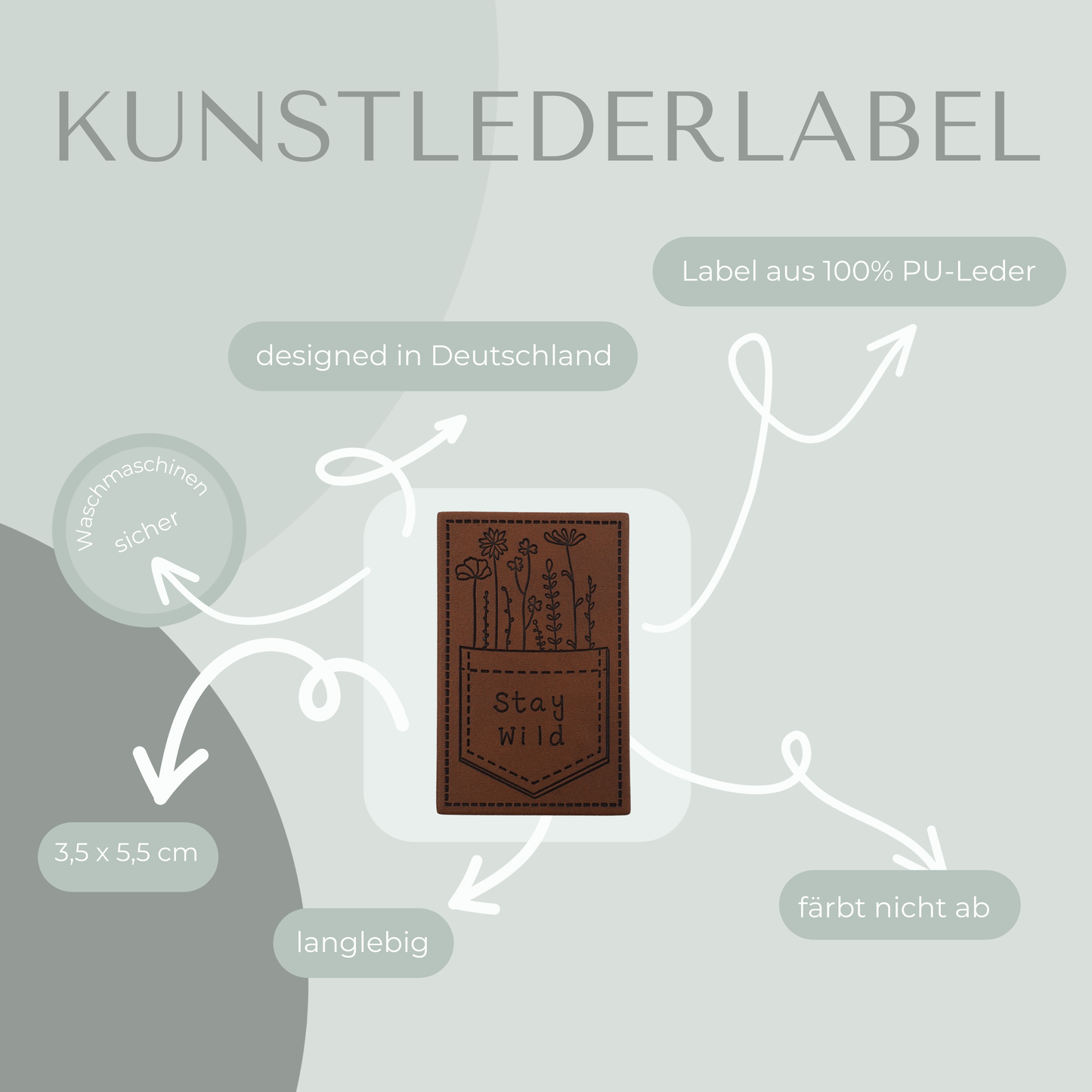 stay wild Kunstlederlabel Kunstleder Label Eigenproduktion