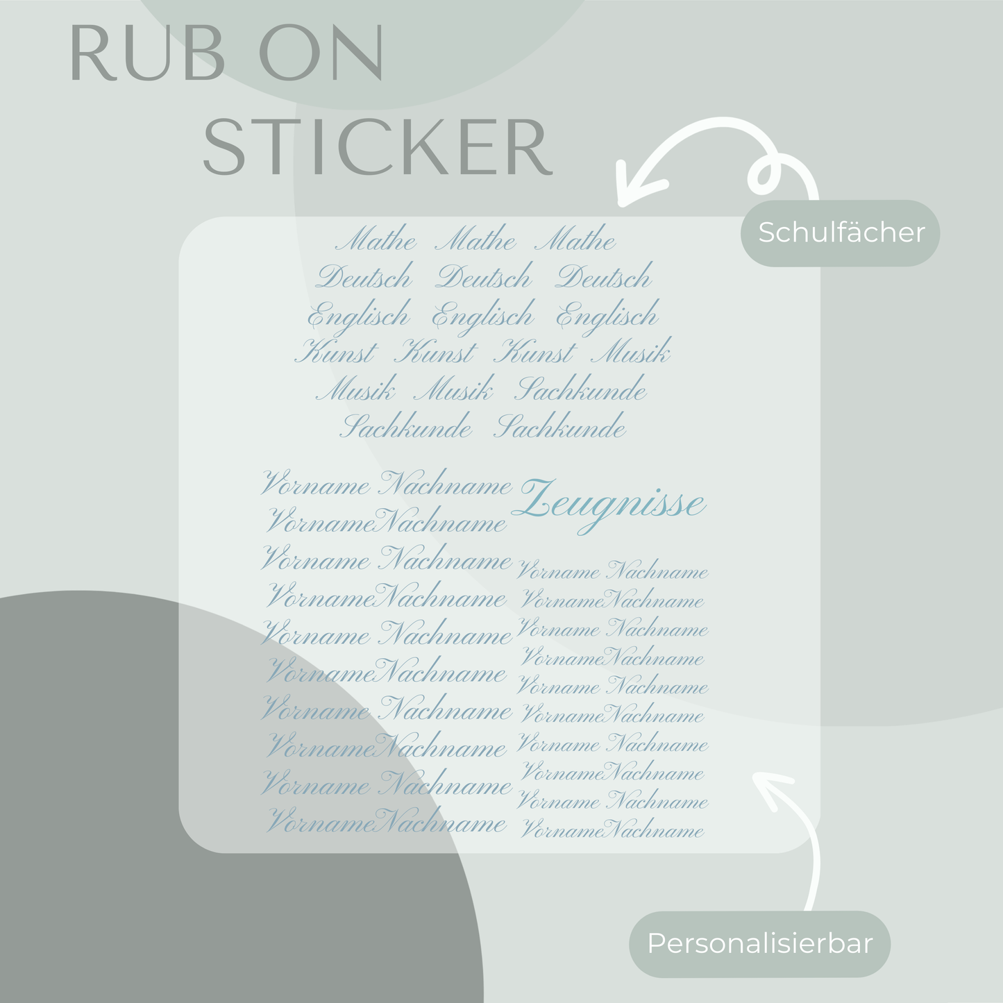 Meerjungfrau I Rub-On Sticker Set personalisierbar