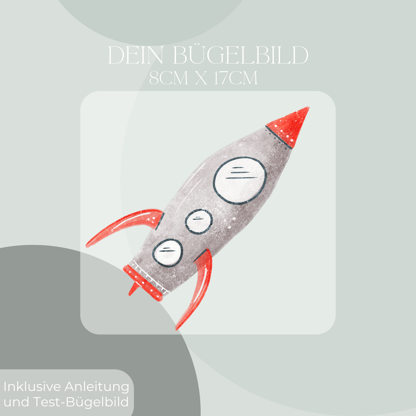 Rakete grau Bügelbild Eigenproduktion